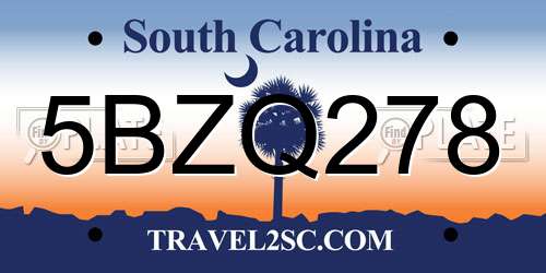 5BZQ278 South Carolina License Plate