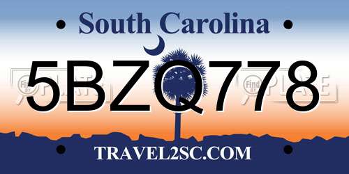 5BZQ778 South Carolina License Plate