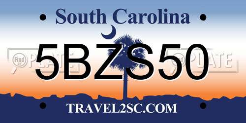 5BZS50 South Carolina License Plate