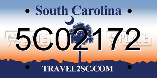5C02172 South Carolina License Plate