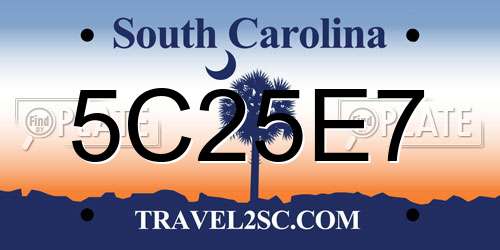 5C25E7 South Carolina License Plate