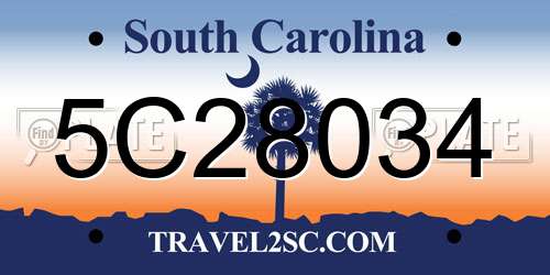 5C28034 South Carolina License Plate