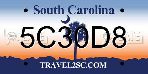 5C30D8 South Carolina License Plate