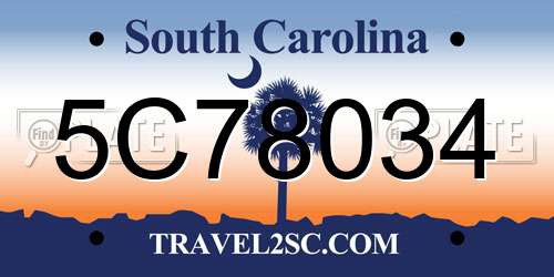 5C78034 South Carolina License Plate
