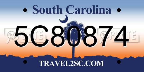 5C80874 South Carolina License Plate