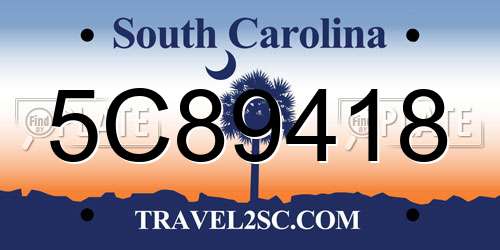 5C89418 South Carolina License Plate