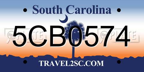 5CB0574 South Carolina License Plate