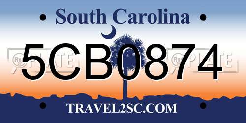 5CB0874 South Carolina License Plate