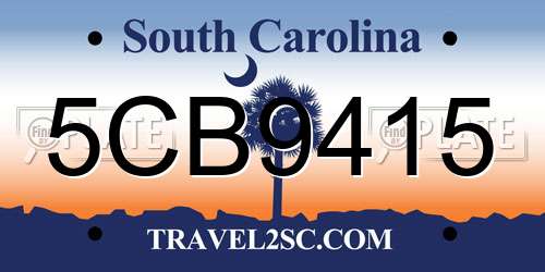 5CB9415 South Carolina License Plate