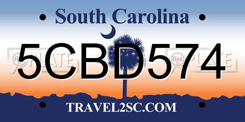 5CBD574 South Carolina License Plate