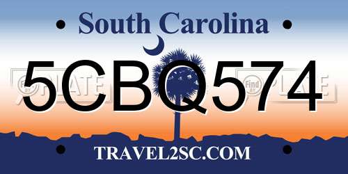 5CBQ574 South Carolina License Plate