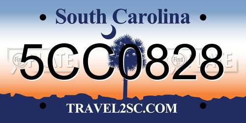 5CC0828 South Carolina License Plate