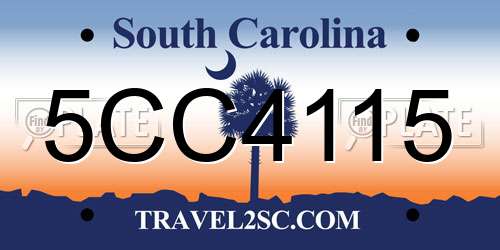 5CC4115 South Carolina License Plate