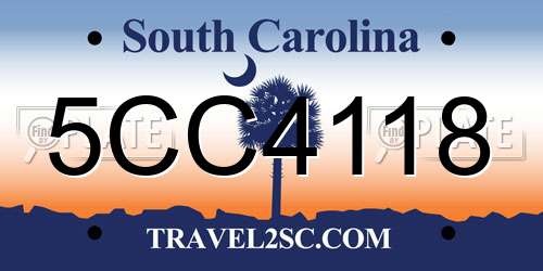 5CC4118 South Carolina License Plate