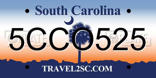 5CCO525 South Carolina License Plate