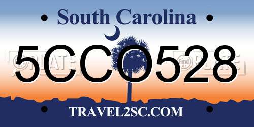 5CCO528 South Carolina License Plate