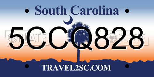 5CCQ828 South Carolina License Plate