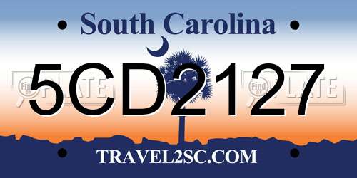 5CD2127 South Carolina License Plate