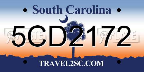 5CD2172 South Carolina License Plate