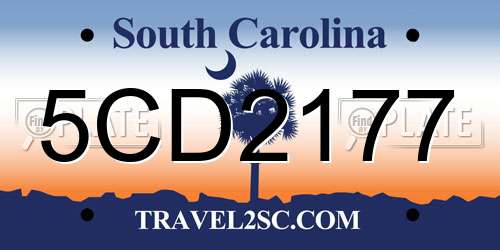 5CD2177 South Carolina License Plate