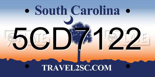 5CD7122 South Carolina License Plate