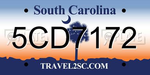 5CD7172 South Carolina License Plate