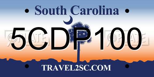 5CDP100 South Carolina License Plate