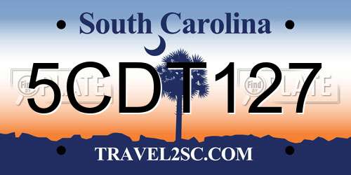 5CDT127 South Carolina License Plate