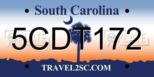 5CDT172 South Carolina License Plate