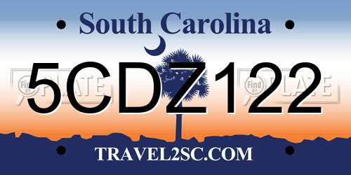 5CDZ122 South Carolina License Plate