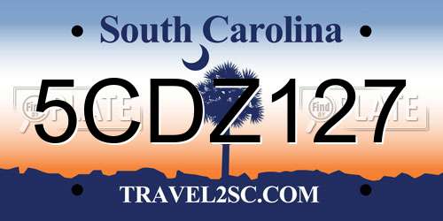 5CDZ127 South Carolina License Plate