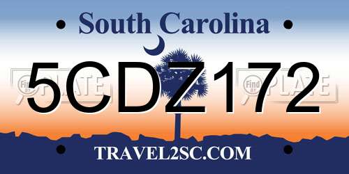 5CDZ172 South Carolina License Plate