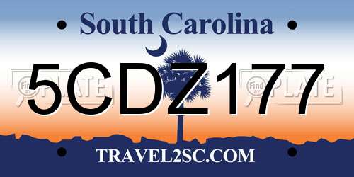 5CDZ177 South Carolina License Plate