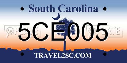 5CE005 South Carolina License Plate
