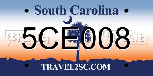 5CE008 South Carolina License Plate