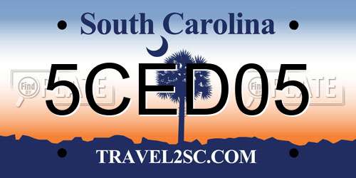 5CED05 South Carolina License Plate