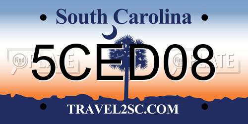 5CED08 South Carolina License Plate