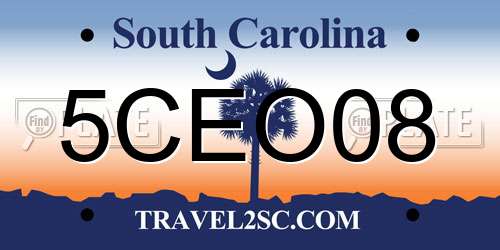 5CEO08 South Carolina License Plate