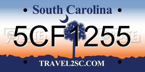 5CF1255 South Carolina License Plate
