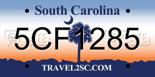 5CF1285 South Carolina License Plate