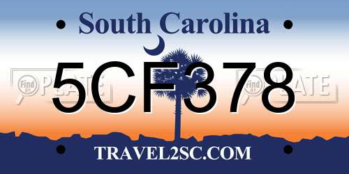5CF378 South Carolina License Plate