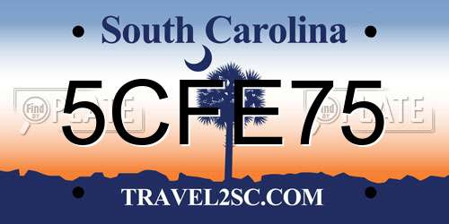 5CFE75 South Carolina License Plate