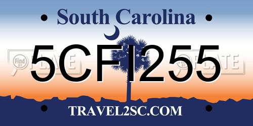 5CFI255 South Carolina License Plate
