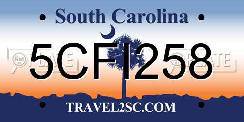 5CFI258 South Carolina License Plate