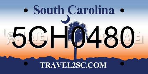 5CH0480 South Carolina License Plate