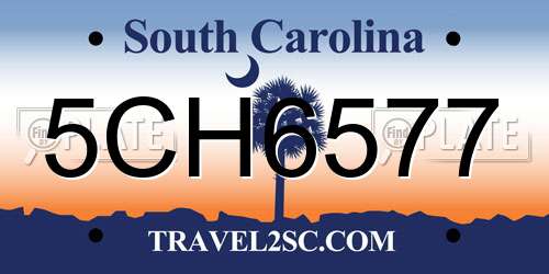 5CH6577 South Carolina License Plate