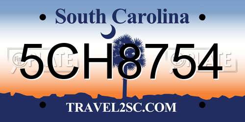 5CH8754 South Carolina License Plate