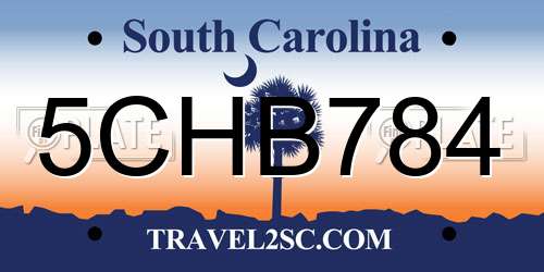 5CHB784 South Carolina License Plate