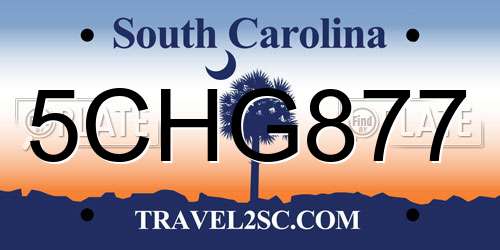 5CHG877 South Carolina License Plate