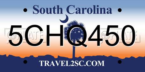 5CHQ450 South Carolina License Plate